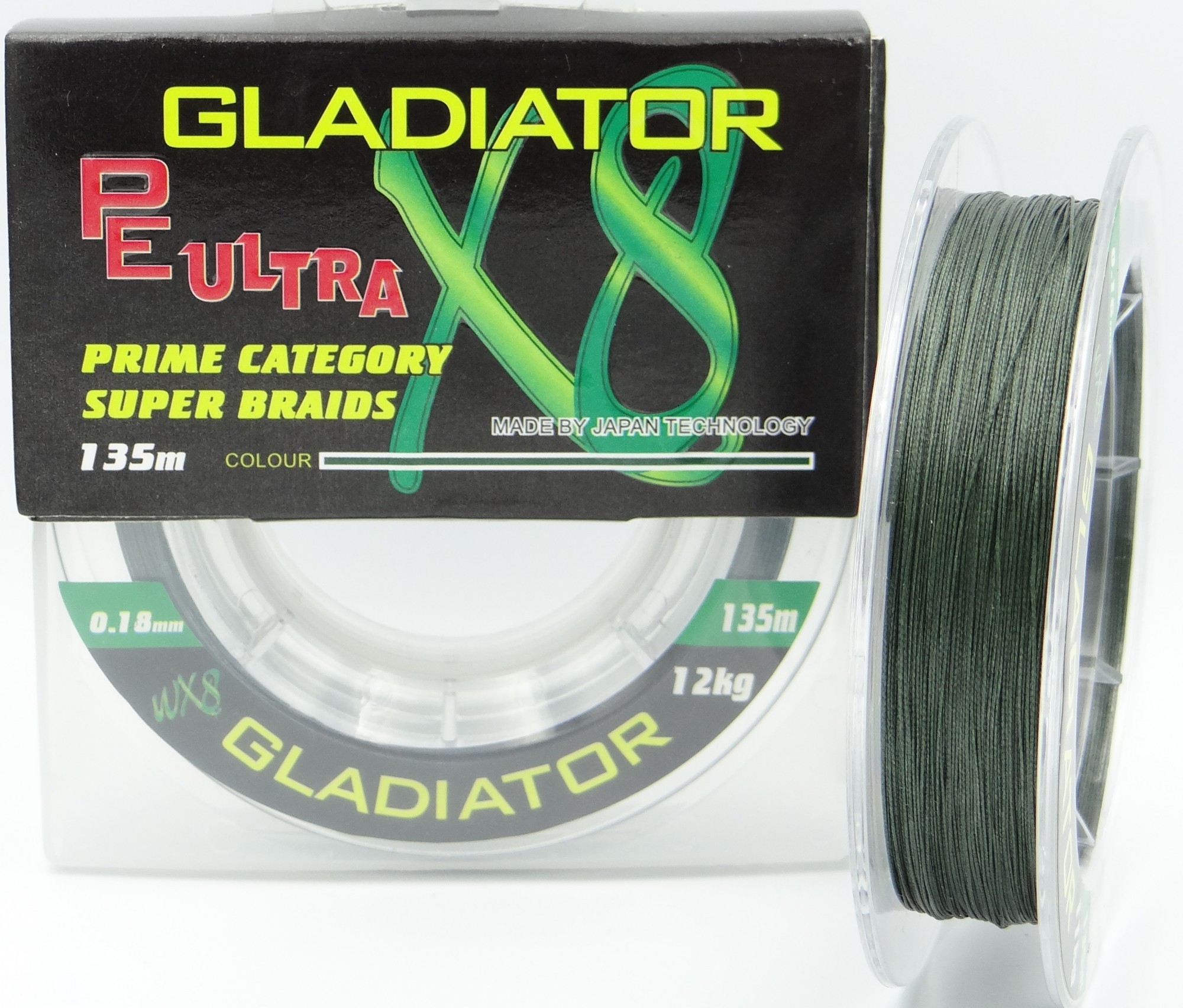 

Шнур Gladiator WX8 135 м 0.18 мм 12 кг Зеленый (WX-8-18-green)
