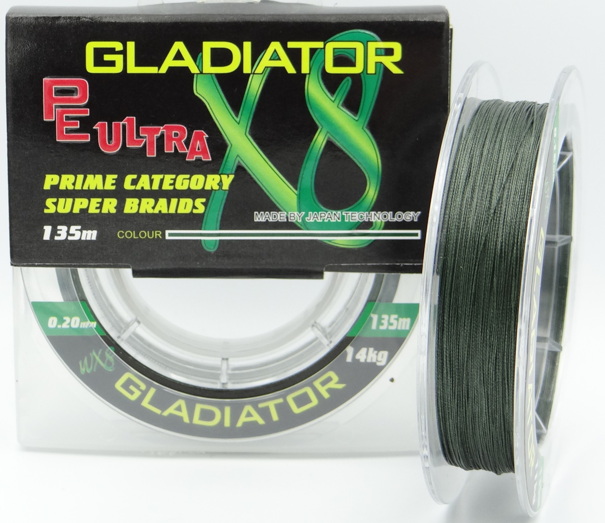 

Шнур Gladiator WX8 135 м 0.20 мм 14 кг Зеленый (WX-8-20-green)