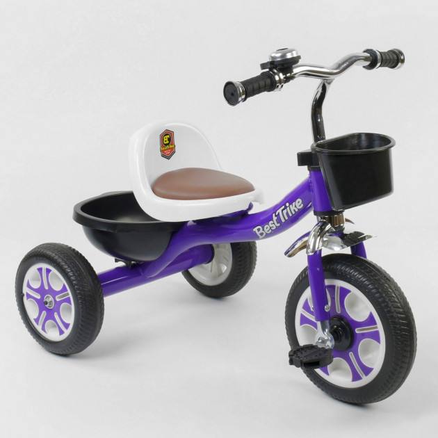 

Велосипед 3-х колёсный LM-1355 Best Trike, фиолетовый, пено колесо, переднее d=26см, заднее d=20см, звоночек, 2 корзины