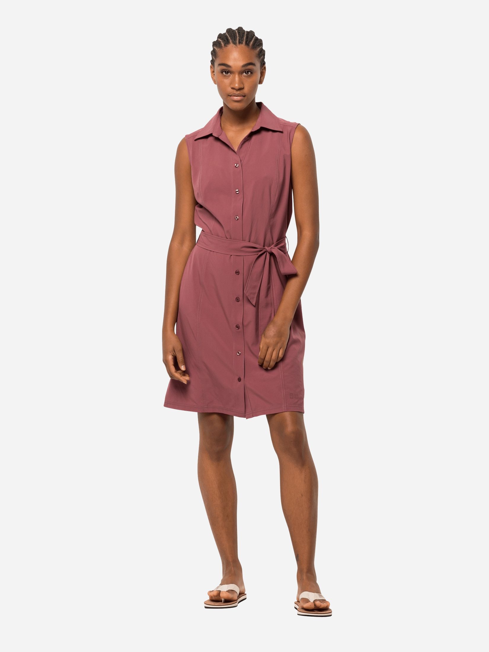 Акція на Сукня-сорочка міні осіння жіноча Jack Wolfskin Sonora Dress 1503994-2191 L Темно-Рожева від Rozetka