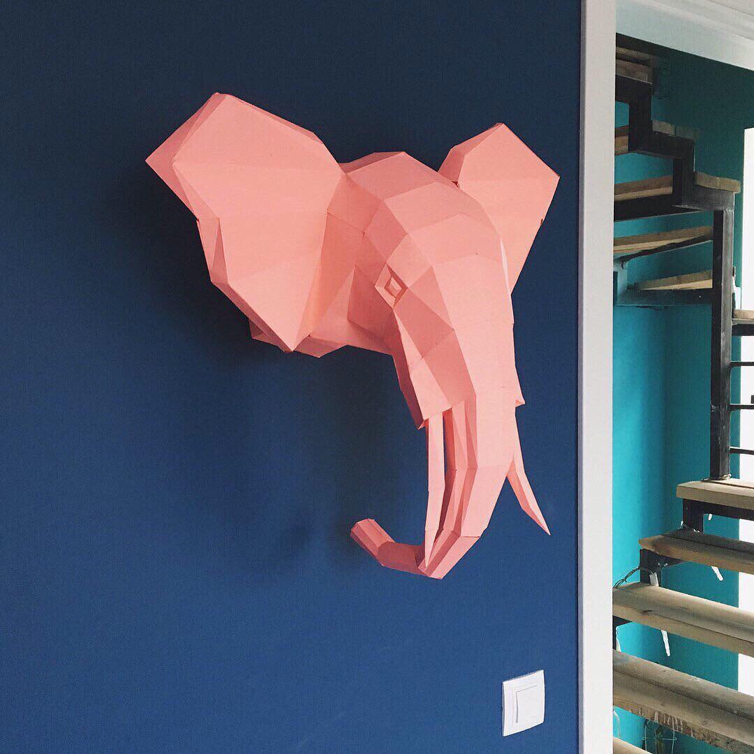 Голова слона низкополигональная 3D модель