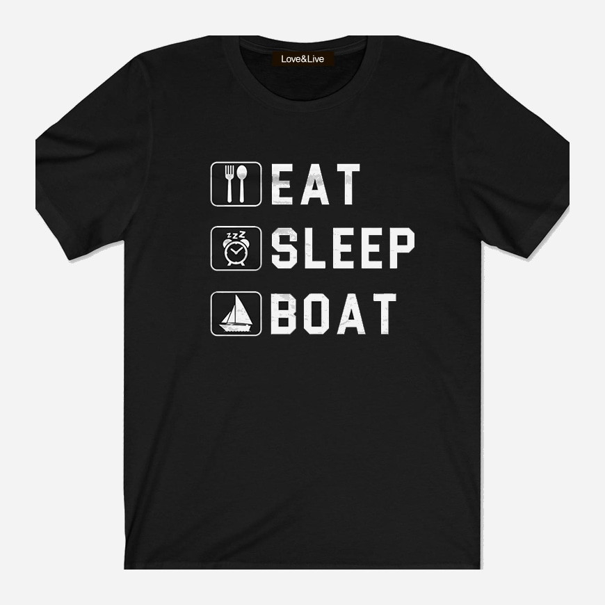 Акція на Футболка Love&Live Eat, Sleep, Boat LLP00877 2XL Чорна від Rozetka