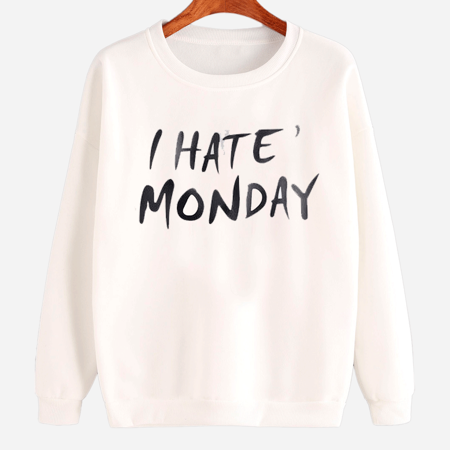 Акція на Світшот жіночий Love&Live I hate Monday LLP00935 L Білий з принтом від Rozetka