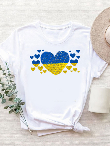 Акція на Футболка Love&Live Blue-yellow hearts-2 LLP01678 L Біла від Rozetka