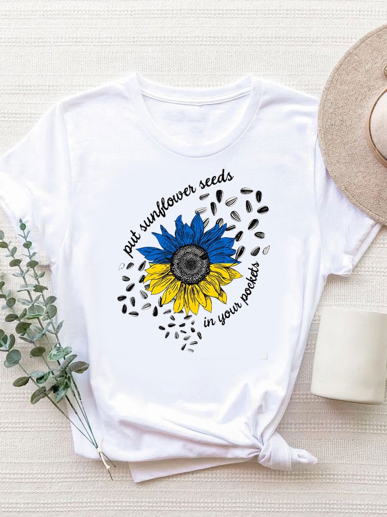 Акція на Футболка Love&Live Put sunflower seeds in your pocket LLP01659 S Біла від Rozetka