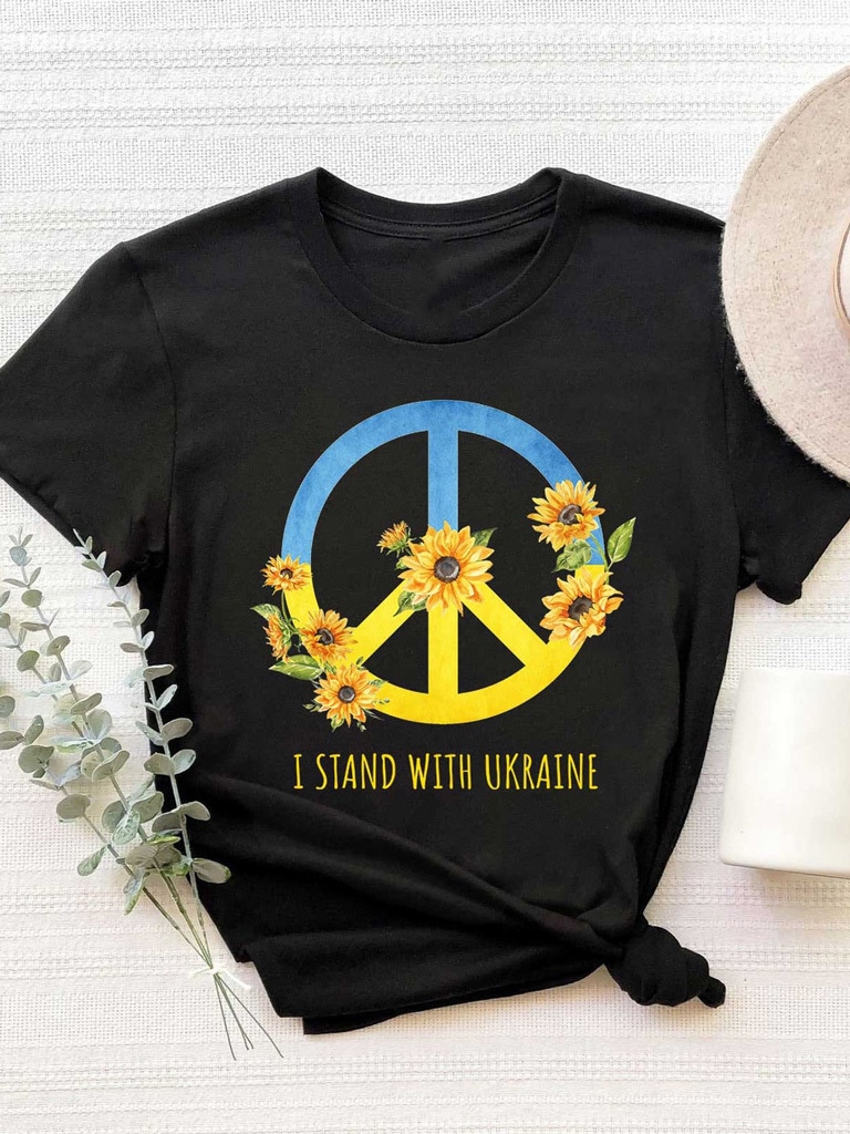 Акція на Футболка Love&Live Free Ukraine blooms LLP01667 XXXL Чорна від Rozetka