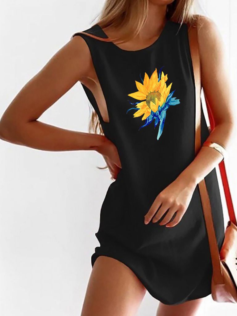 Акція на Сукня міні літня жіноча Love&Live Art sunflower LLP01946 M Чорна від Rozetka