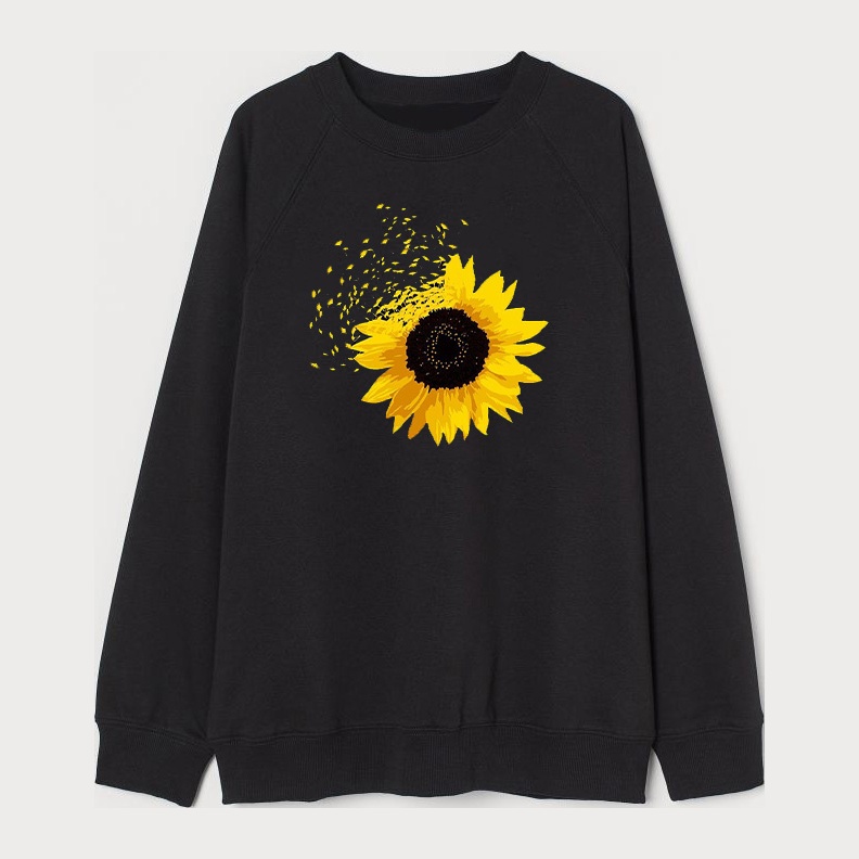 Акція на Світшот жіночий Love&Live Flying sunflower-2 XXL Чорний з принтом від Rozetka