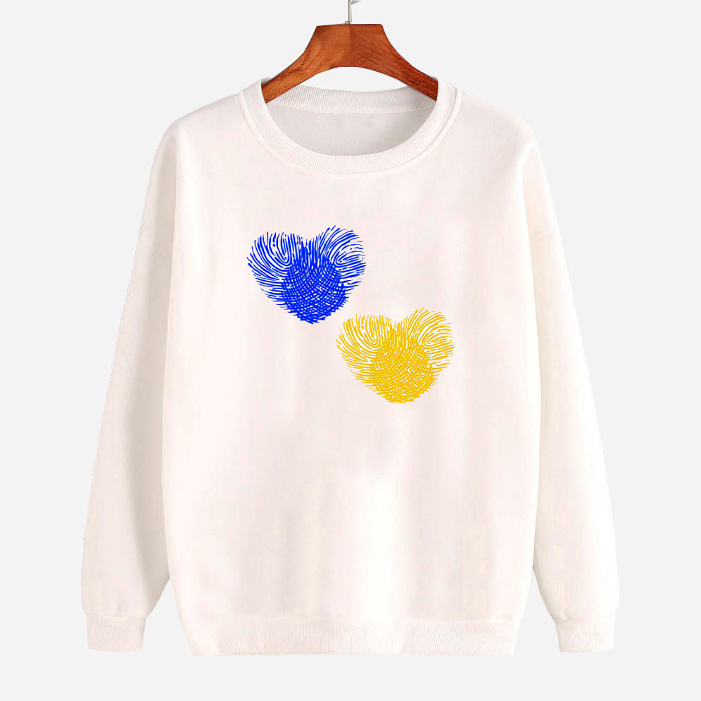 Акція на Світшот жіночий Love&Live Hearts print UA LLP02136 XXL Білий з принтом від Rozetka