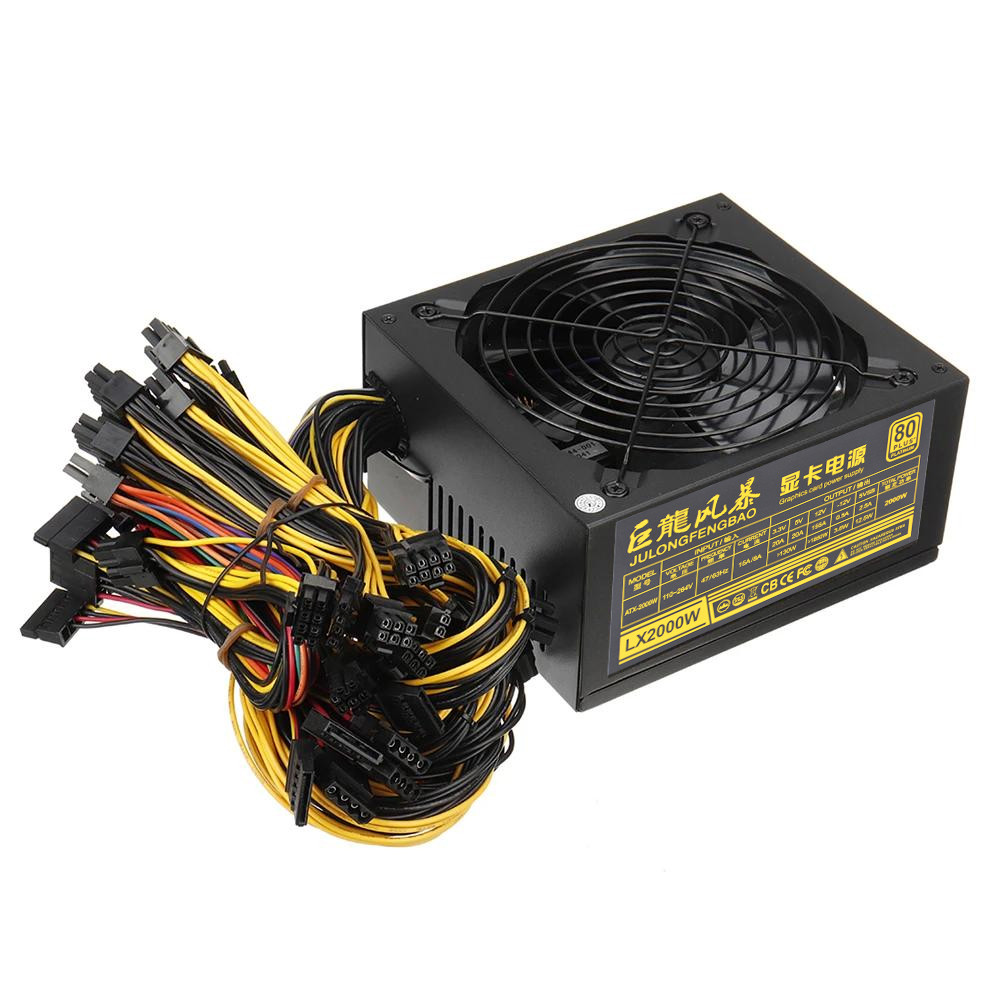 Блок питания LX-2000W ATX Active PFC 110-220V, для майнинга ферм, 8 ...