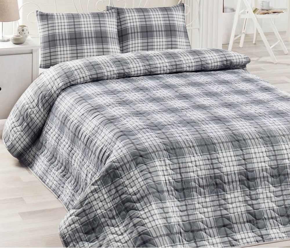 

Покрывало стеганое Eponj Home Burberry Siyah 200х220 с наволочками 50х70