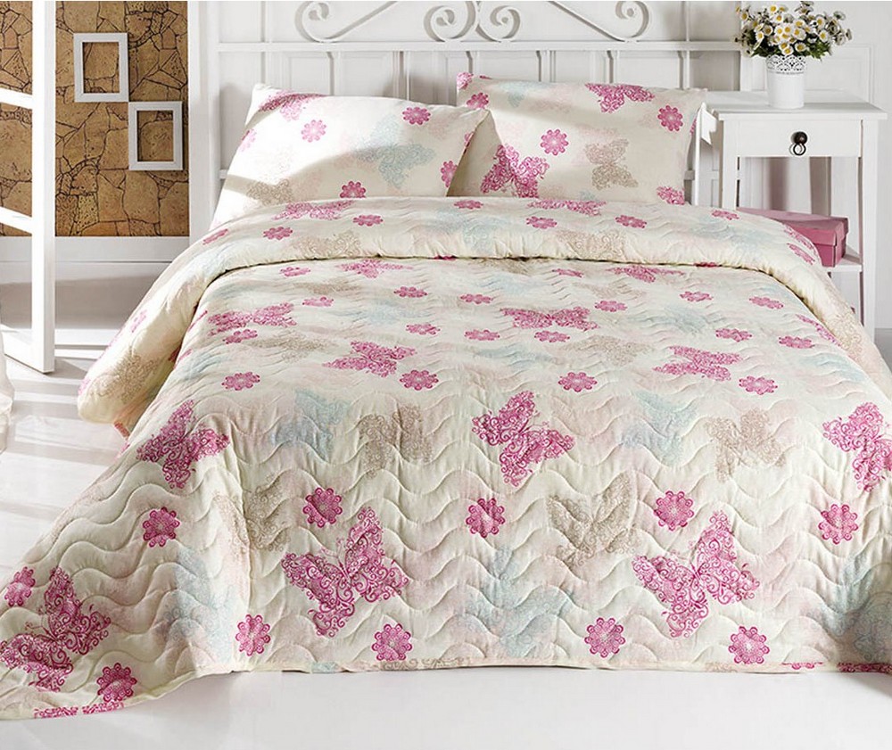 

Покрывало стеганое Eponj Home Popillon A.Krem 200х220 с наволочками 50х70
