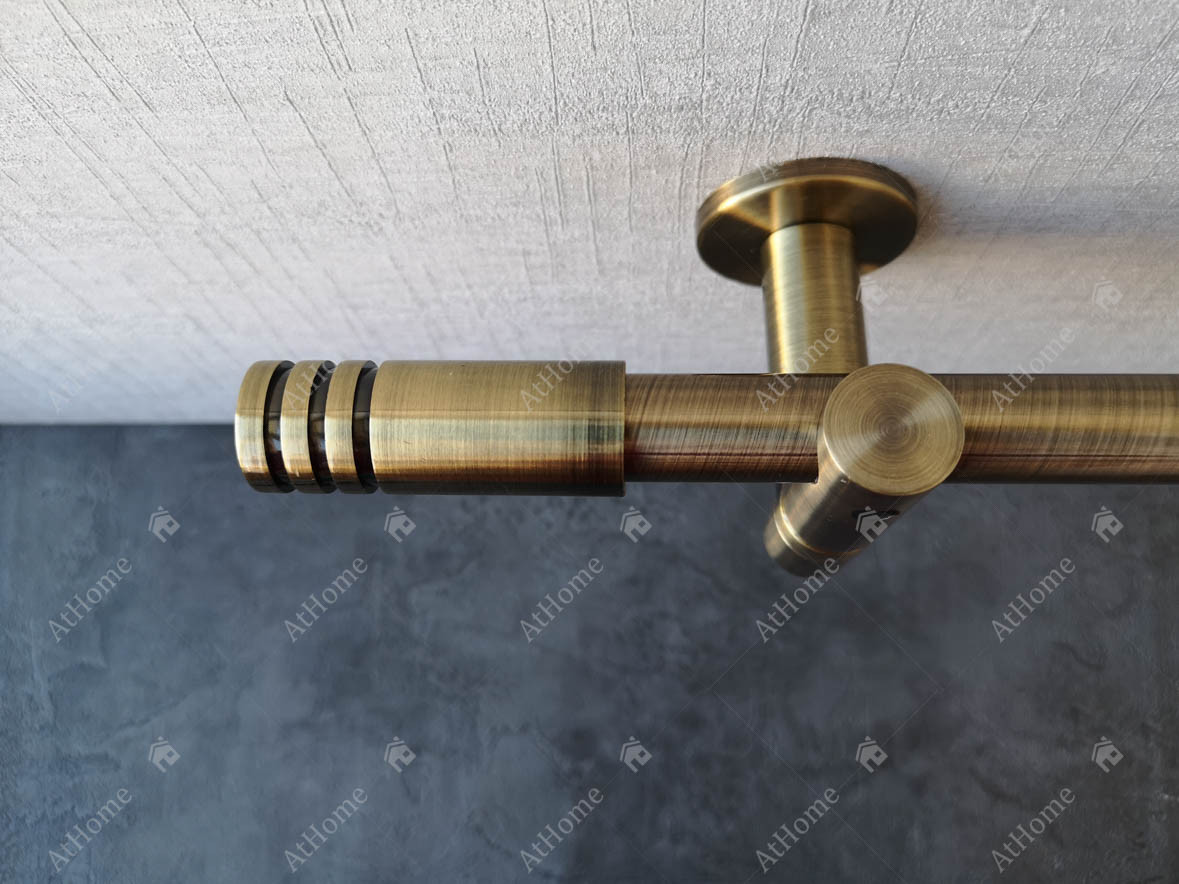 

Карниз Quadrum Модуло 240 см потолочный одинарный универсальный Антик 19 мм гладкая (кольца с крючками)