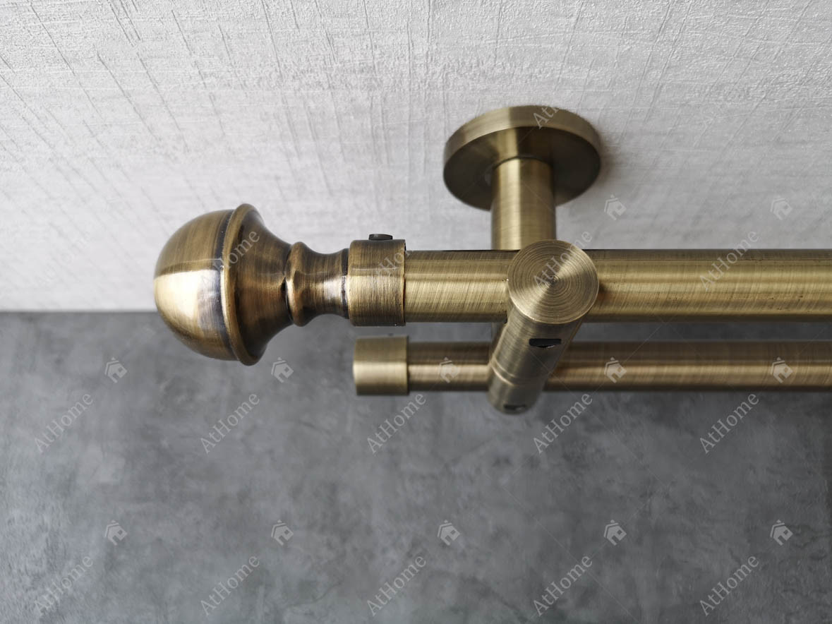 

Карниз Quadrum Бостон 300 см потолочный двойной универсальный Антик 19/19 мм гладкая (кольца с крючками)