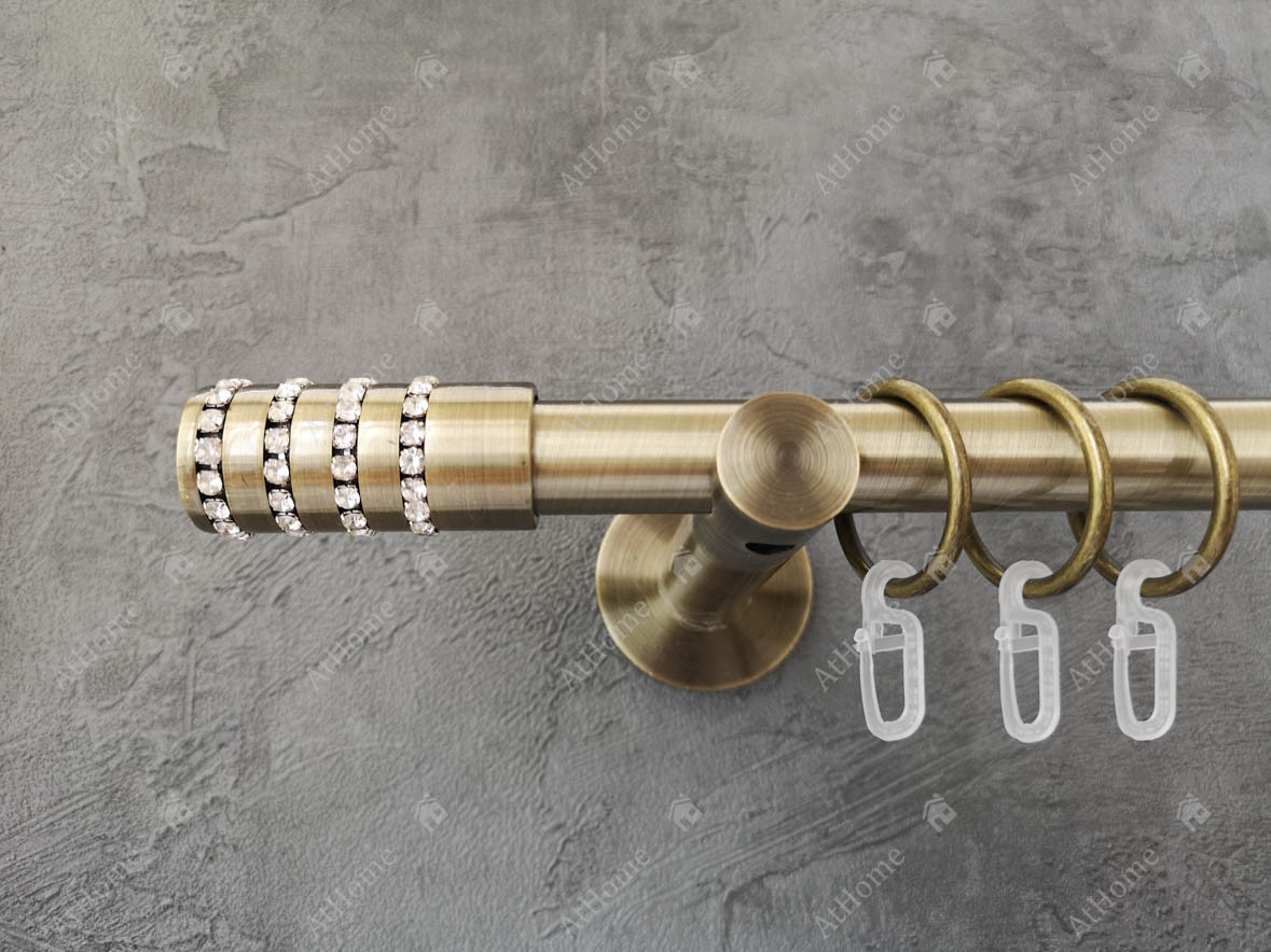 

Карниз Quadrum Барамела 240 см одинарный универсальный Антик 19 мм гладкая (кольца с крючками)