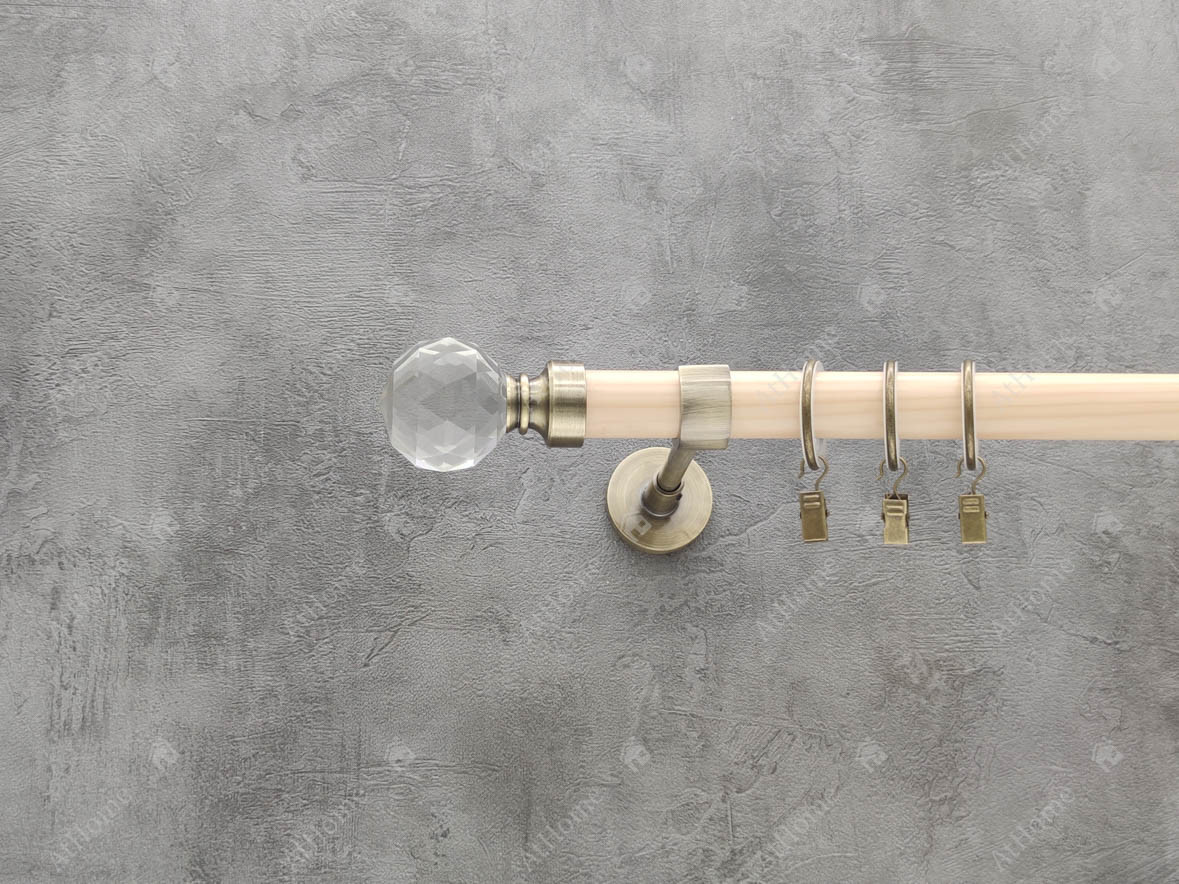 

Карниз Quadrum Модерно Кристалл одинарный дерево-металл 160 см слоновая кость/антик 25 мм