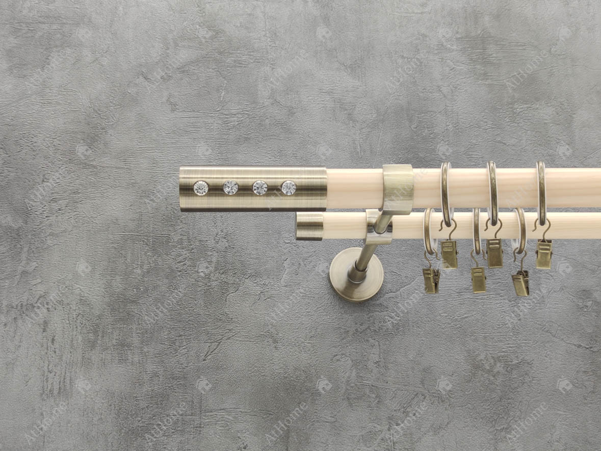 

Карниз Quadrum Модерно Алюр двойной дерево-металл 200 см слоновая кость/антик 25 мм