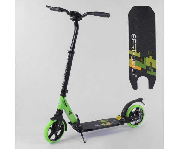 

Двухколесный самокат Best Scooter c дисковым тормозом, с 2 амортизаторами и зажимом руля 20400, Зеленый