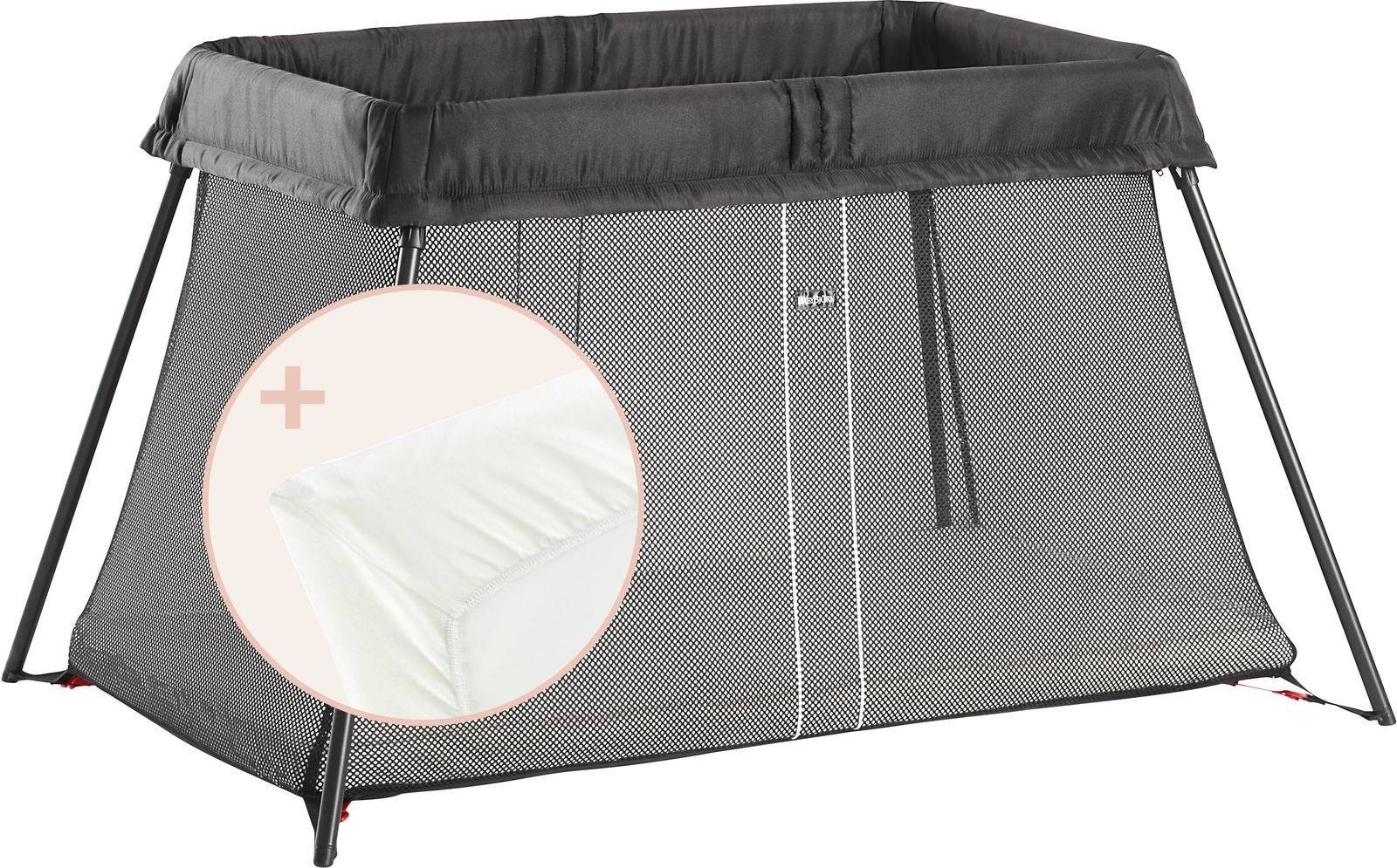 Манеж для путешествий BabyBjorn Travel Crib Light + простынь Black