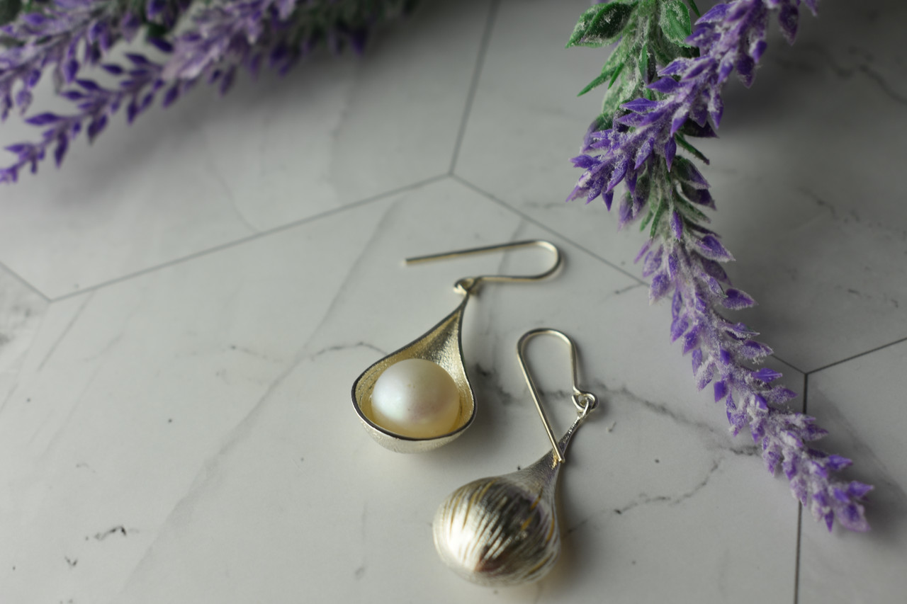 

Серебряные Серьги С Жемчугом Ракушка Sky Jewelry 654