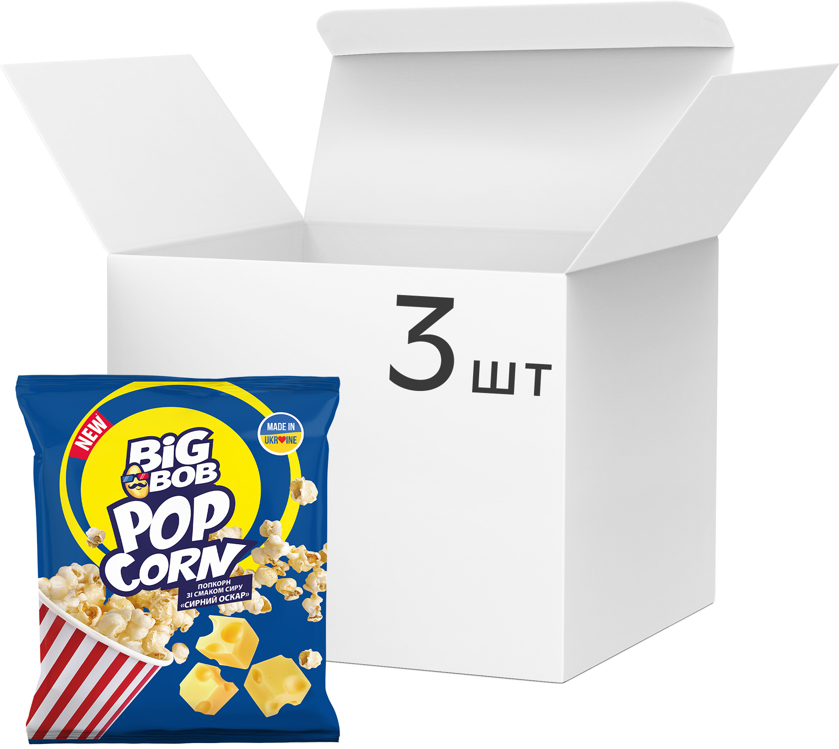 Упаковка попкорна Big Bob Сырный Оскар со вкусом сыра 25 г х 3 шт ...