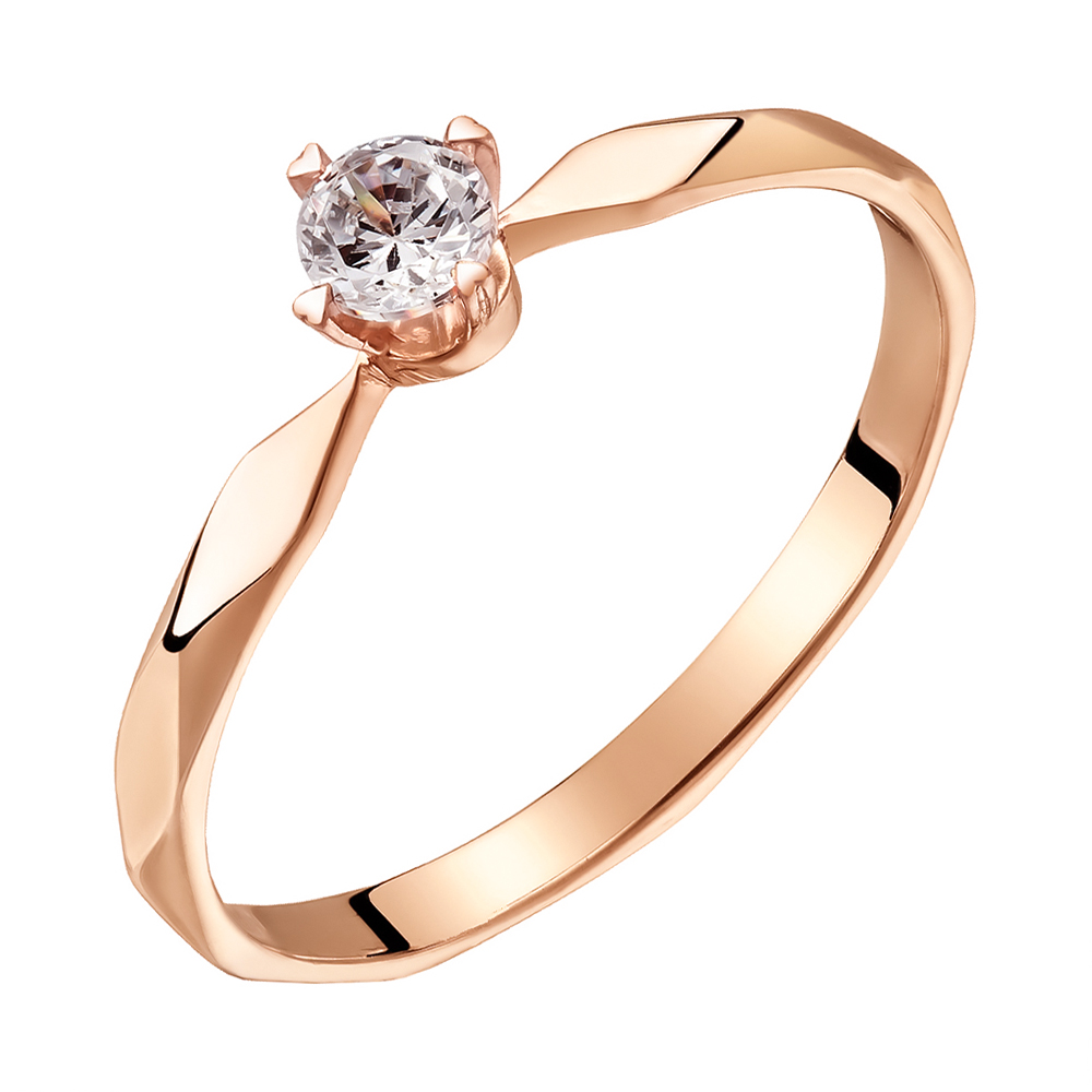 

Кольцо из красного золота с бриллиантом, 0,2ct 000034678 17.5 размера