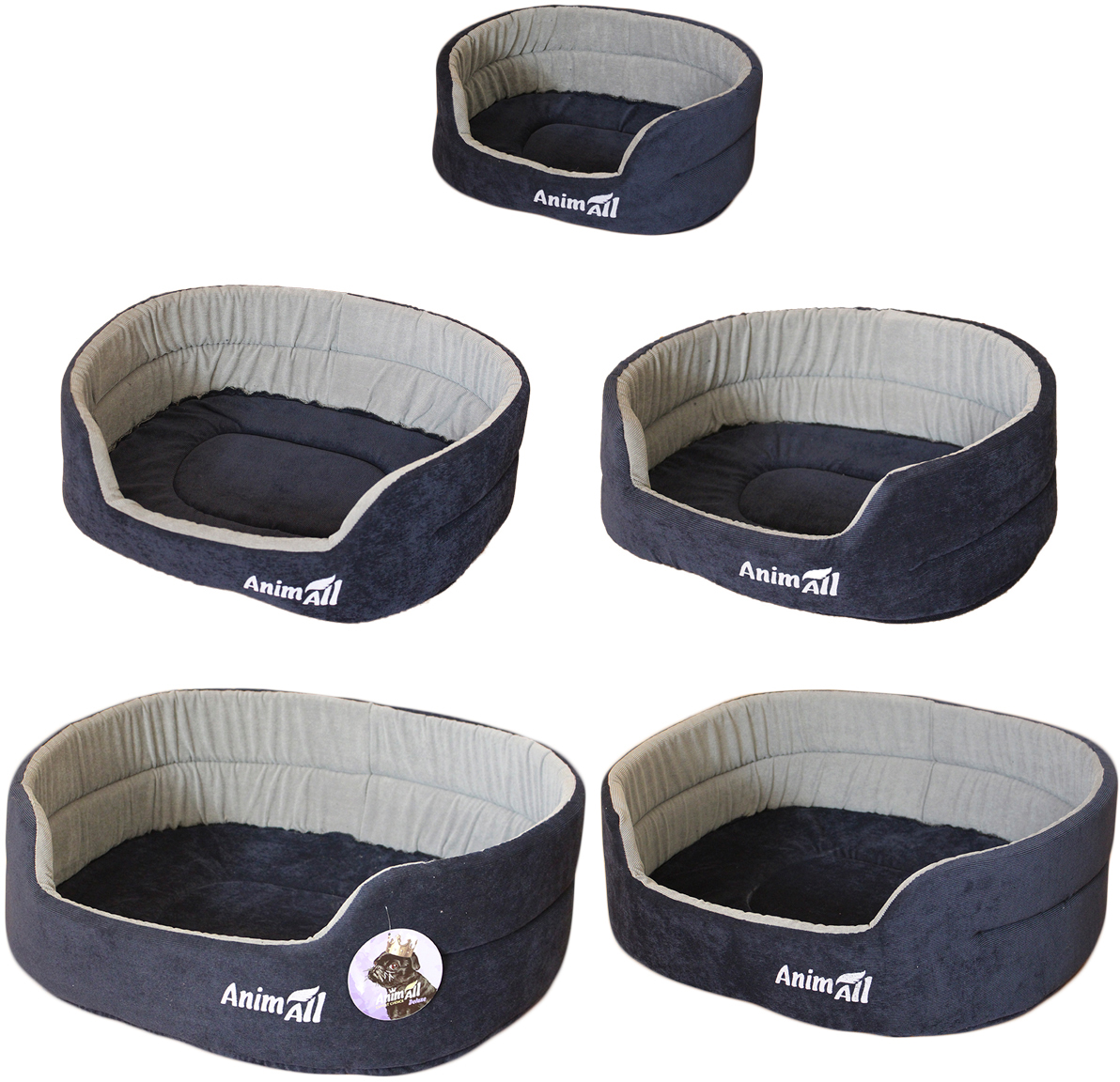 

Набор лежанок для собак и кошек AnimAll Ат 1062 Alice Velvet Blue-grey 63 x 53 x 21 см