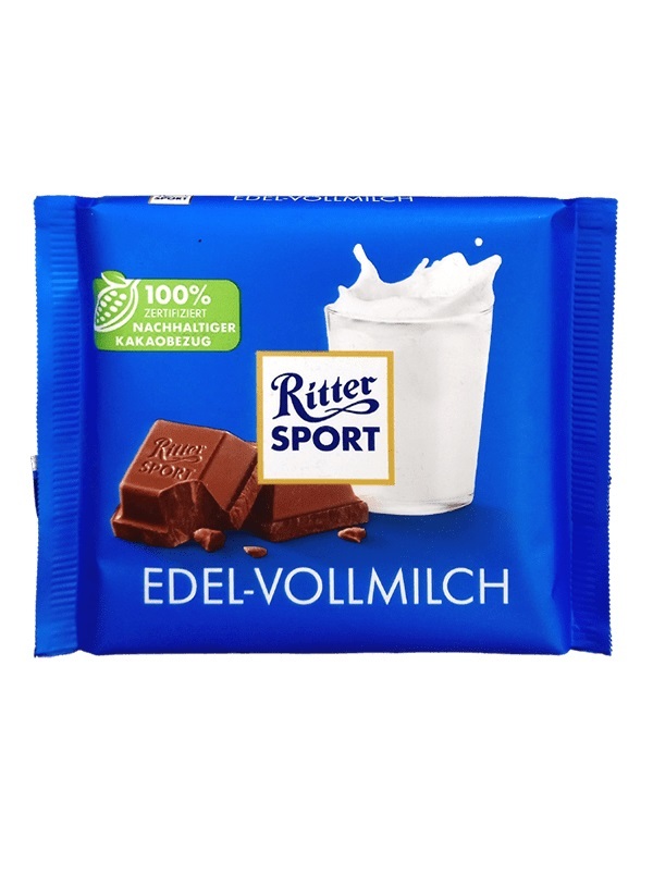 Шоколад молочний Ritter Sport Edel Vollmilch 35 какао 100г низькі ціни, кредит, оплата