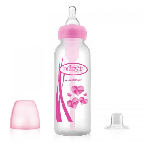 

Поильник Dr.Browns с узким горлышком и сменной соской 3-го уровня розовый 250мл
