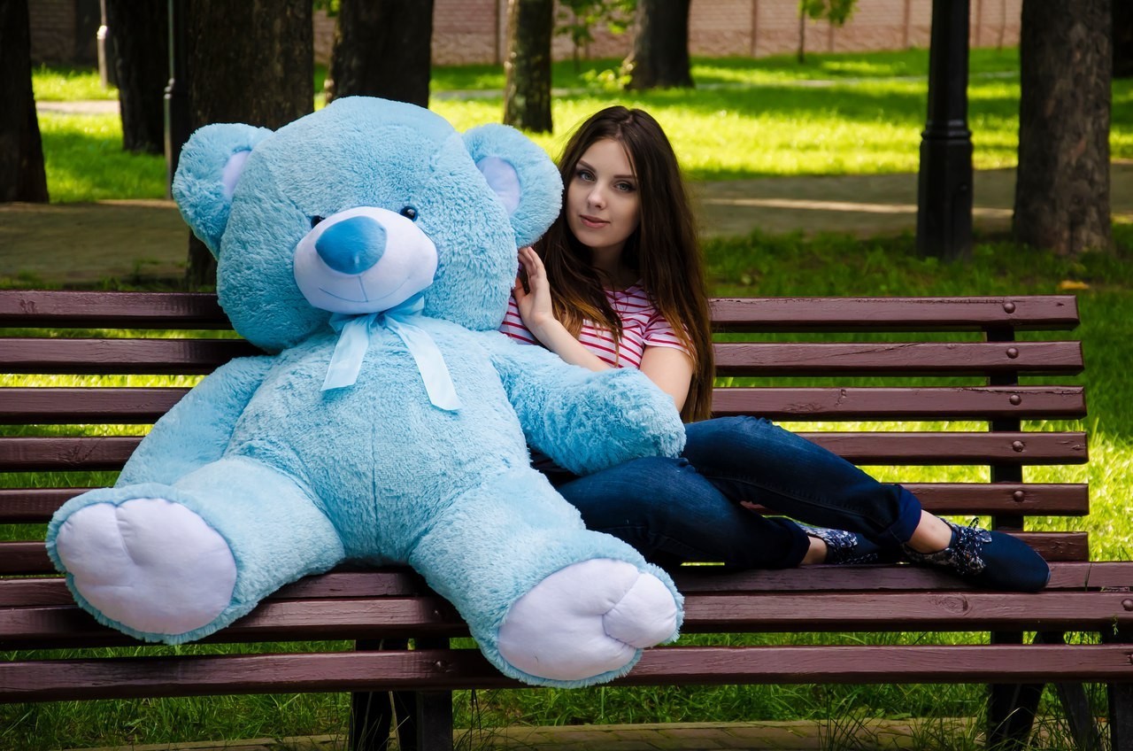Мишка плюшевый сидячий BigBears 160 см. Голубой КИ-166-0123 – фото ...