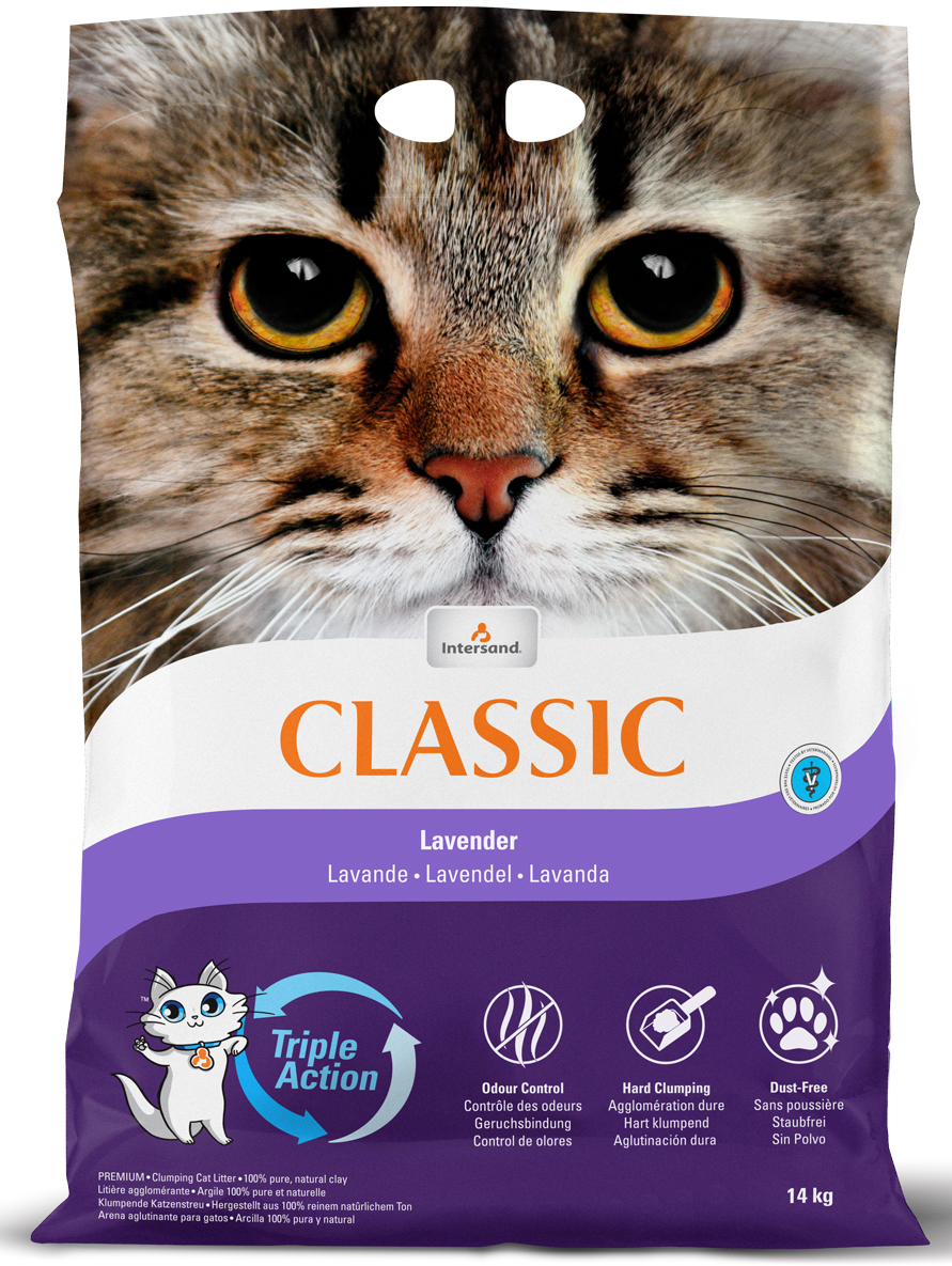 

Наполнитель для кошачьего туалета Intersand Classic Lavender Бентонитовый комкующийся (13.9 л) 14 кг