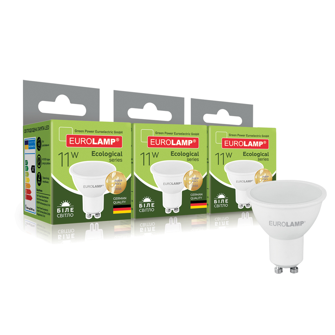 Светодиодная лампа EUROLAMP LED ECO "P" MR16 11W GU10 4000K 3 шт – фото ...