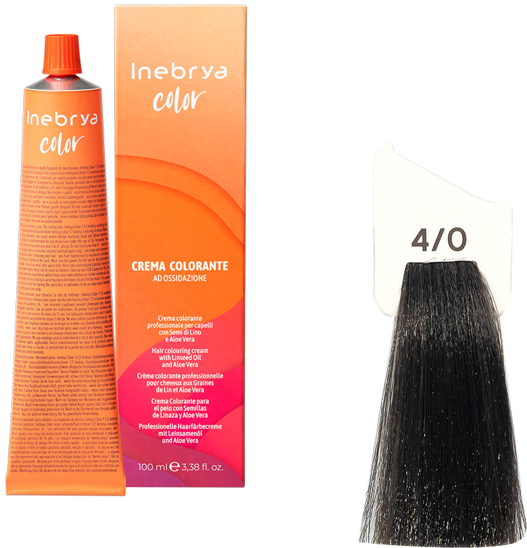 Крем-краска для волос Inebrya Color Linseed Oil and Aloe Vera 4/0 ...
