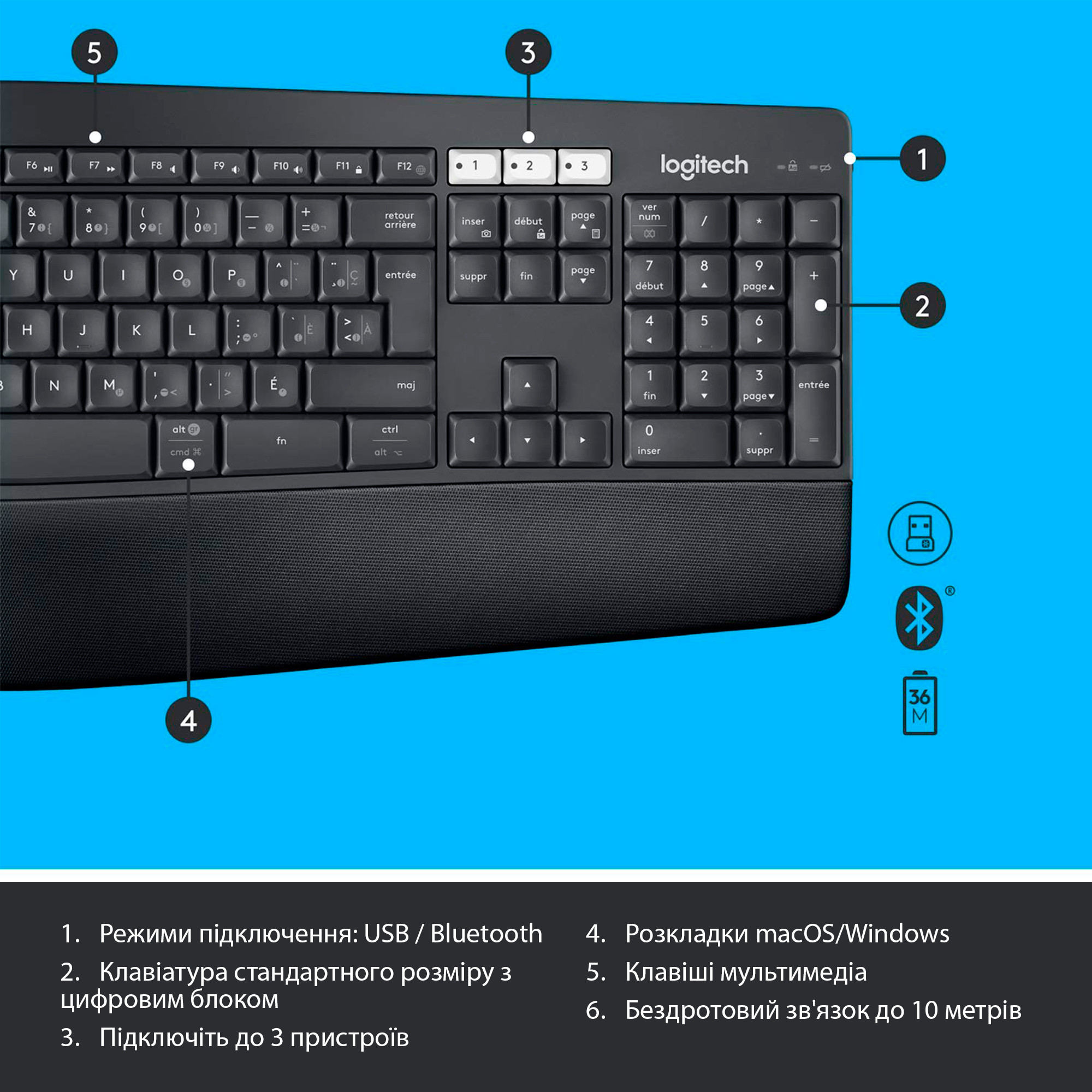 Комплект беспроводной Logitech MK850 Performance RUS (920-008232) – отзывы  покупателей | ROZETKA