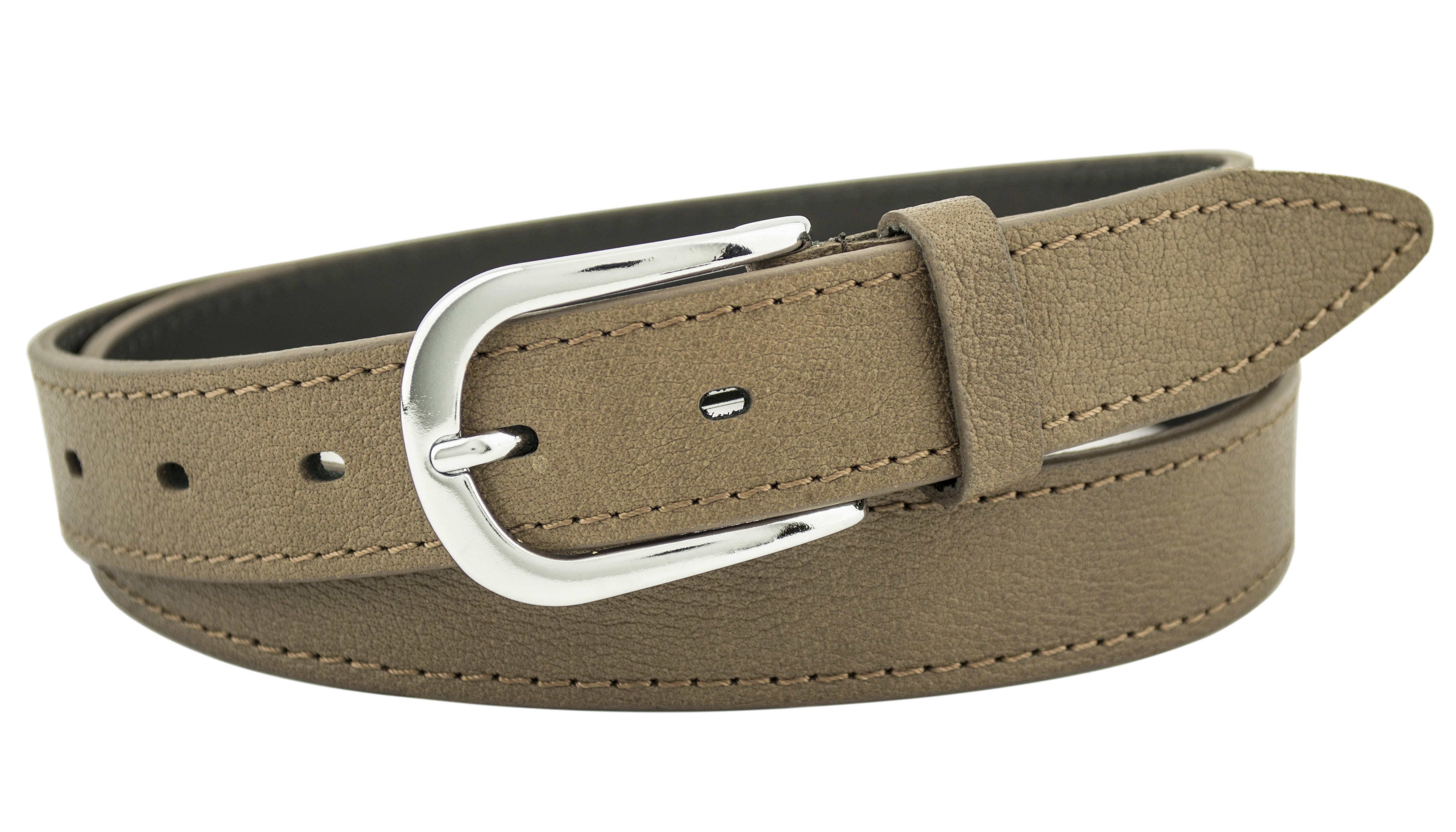 

Женский кожаный узкий ремень BZ 3 см для джинсов или платья серо-коричневый 100-120 см