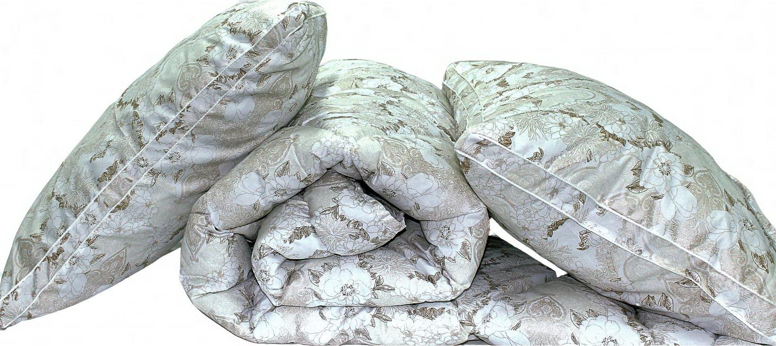 

Одеяло лебяжий пух "Цветы" евро + 2 подушки 50х70