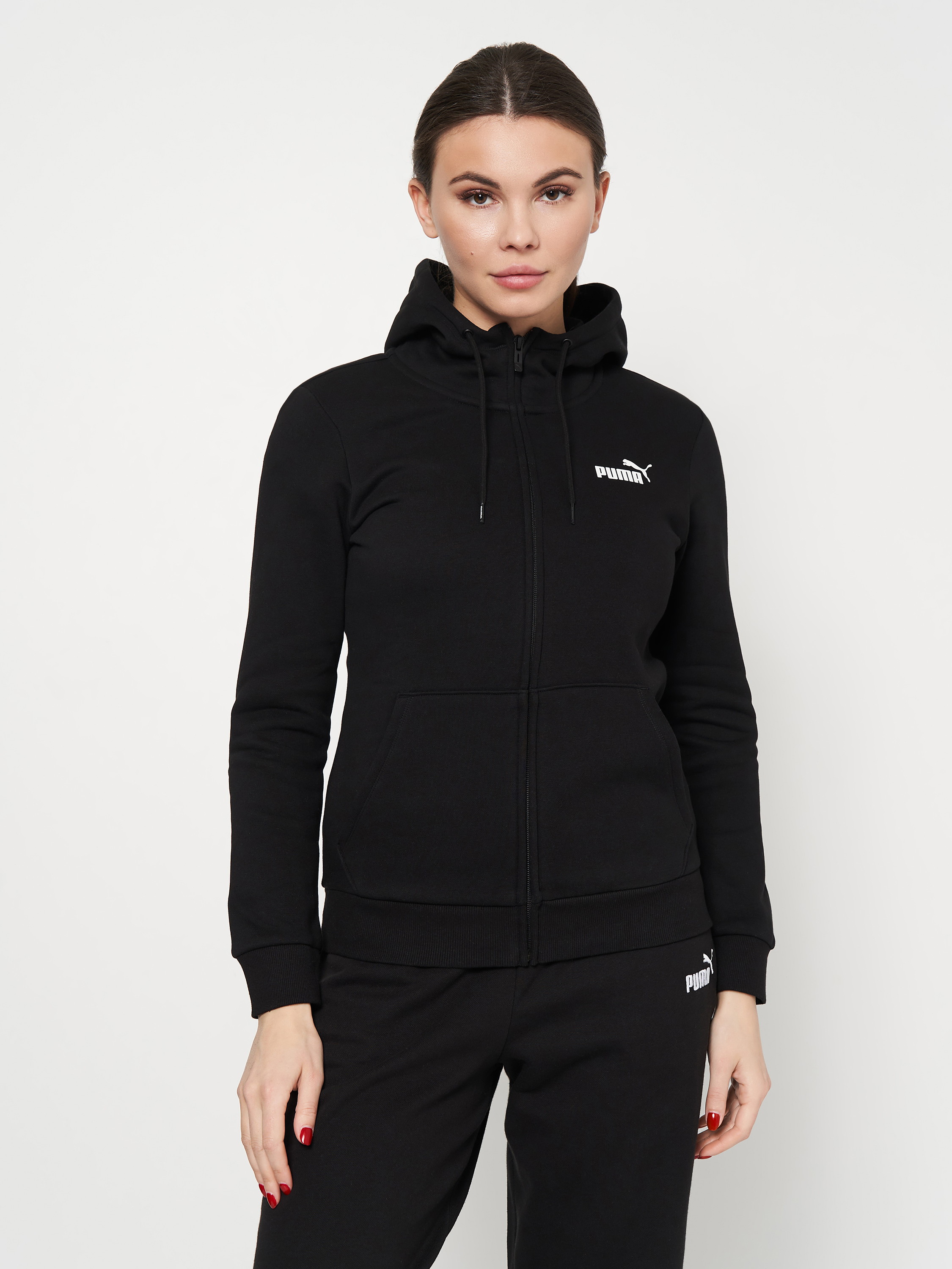 Акція на Толстовка на блискавці з капюшоном жіноча Puma Ess Full-Zip Hoodie 58681101 S Чорна від Rozetka