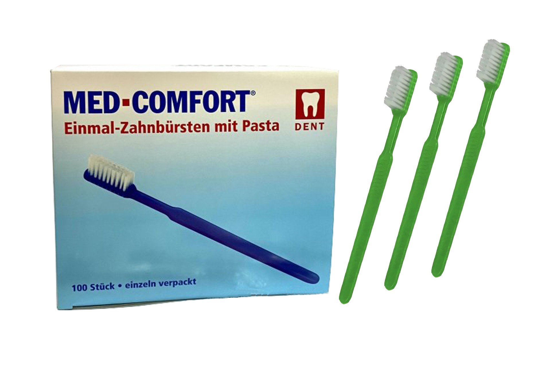 Одноразовые зубные щетки с пастой AMPri MedComfort, зеленые, 100 шт/уп ...