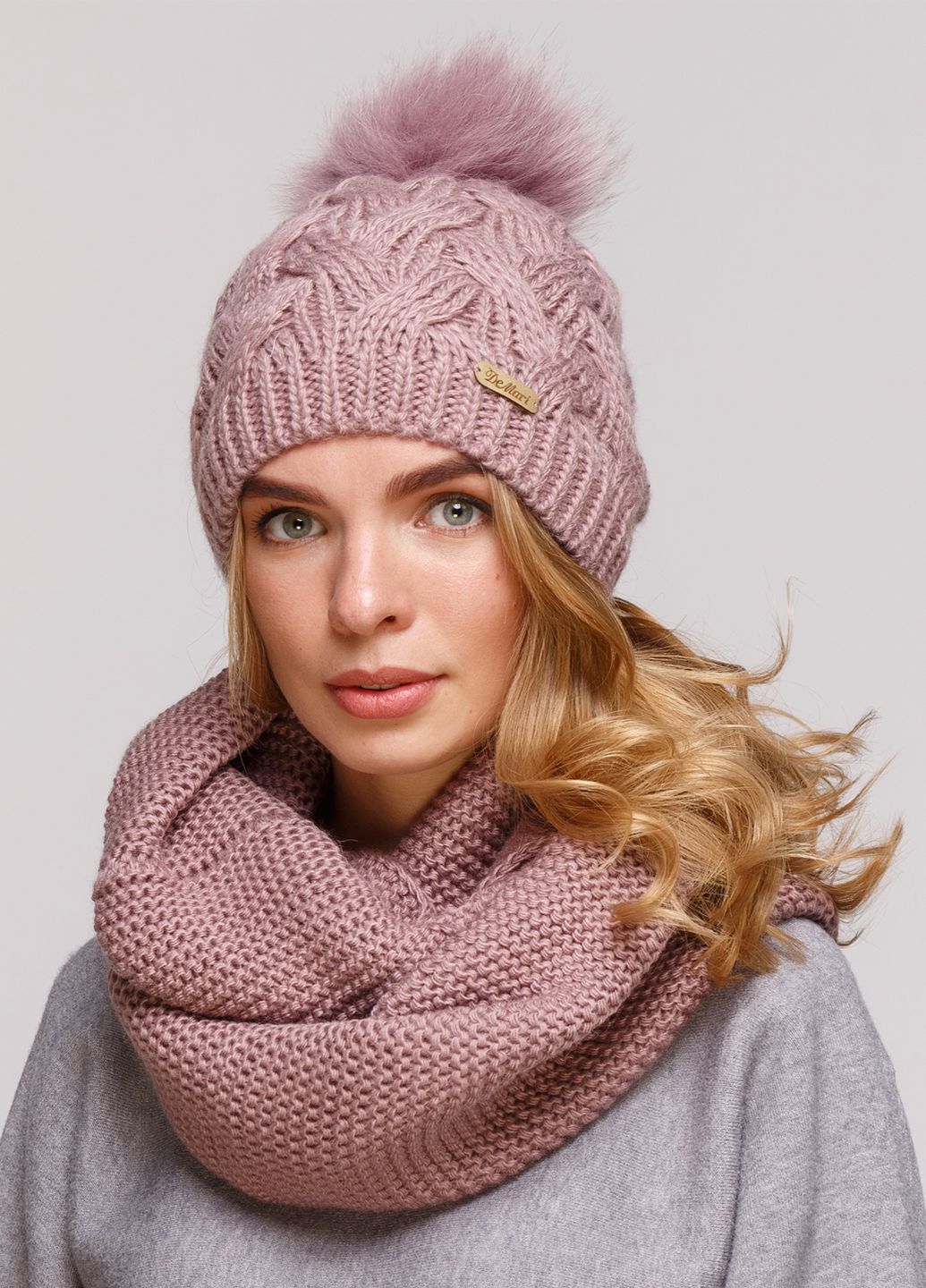 

Комплект (шапка, шарф-снуд) Fashion Star 56-60 см Тёмно-пудровый 660907