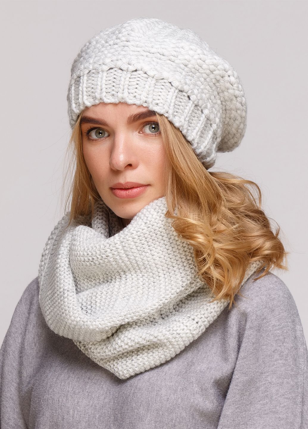 

Комплект (берет, шарф-снуд) Fashion Star 56-60 см Серый 660081