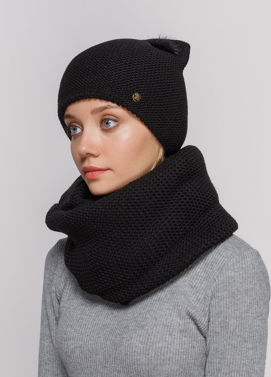 

Комплект (шапка, шарф-снуд) Fashion Star 56-60 см Черный 660473