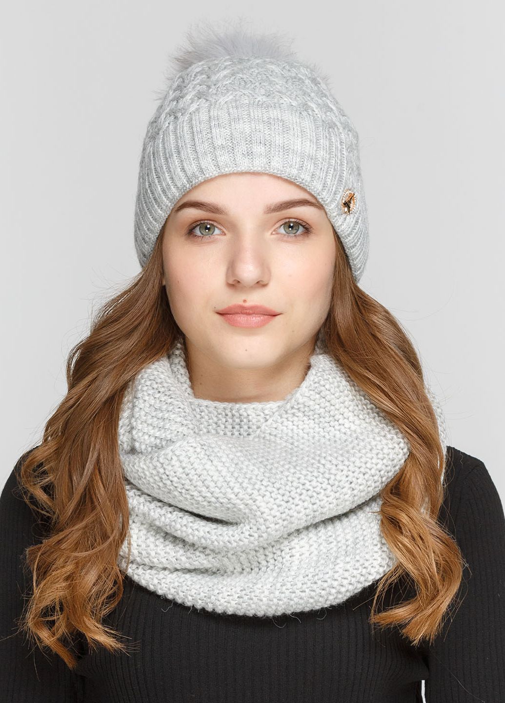 

Комплект (шапка, шарф-снуд) Fashion Star 56-60 см Дым 660764
