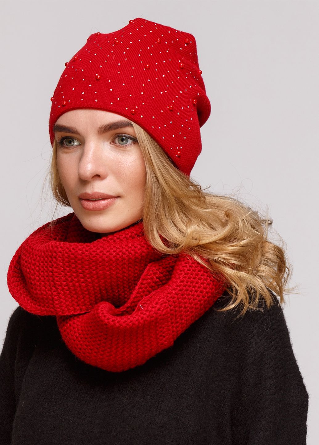 

Комплект (шапка, шарф-снуд) Fashion Star 56-60 см Красный 660051