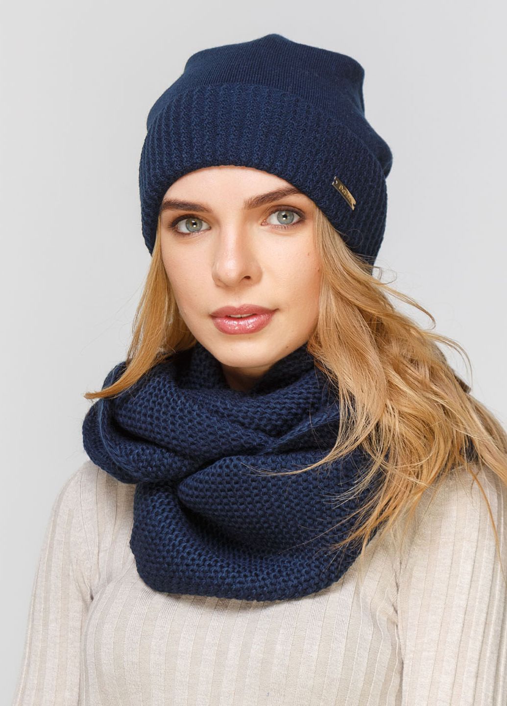 

Комплект (шапка, шарф-снуд) Fashion Star 56-60 см Синий 660405