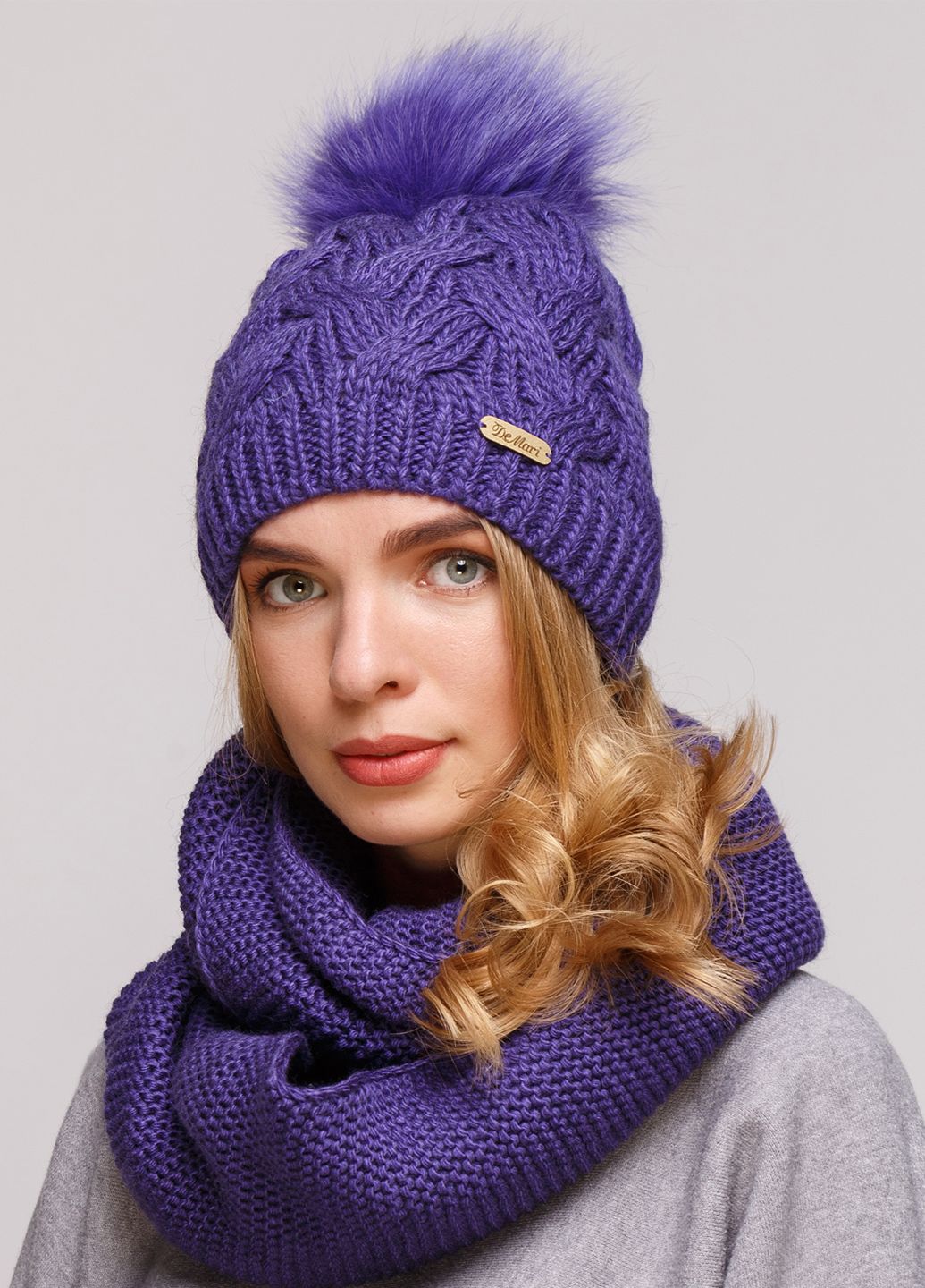 

Комплект (шапка, шарф-снуд) Fashion Star 56-60 см Фиолетовый 660904
