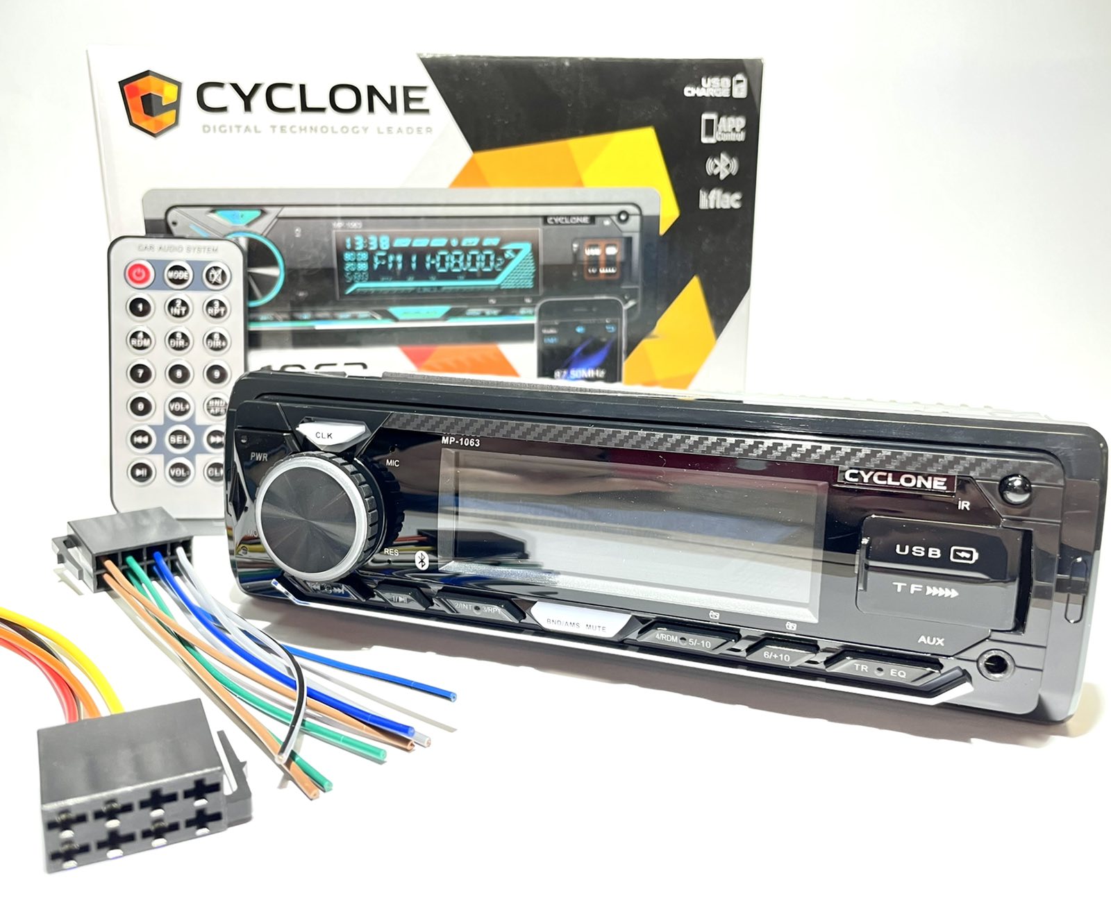 Автомагнитола CYCLONE MP-1063, 1 DIN магнитола, 2 слота USB, пульт ...