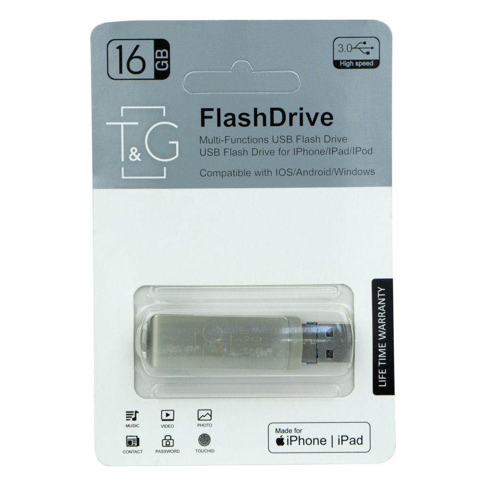 USB Флешка OTG + Lightning + microUSB 16GB T&G металлическая серия 004 ...