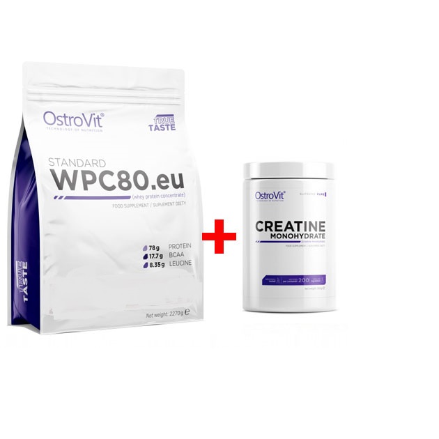 

Протеин Ostrovit Standart WPC 80, 2270 г Банан + Креатин OstroVit Creatine Monohydrate 500 г Без вкуса (431717)