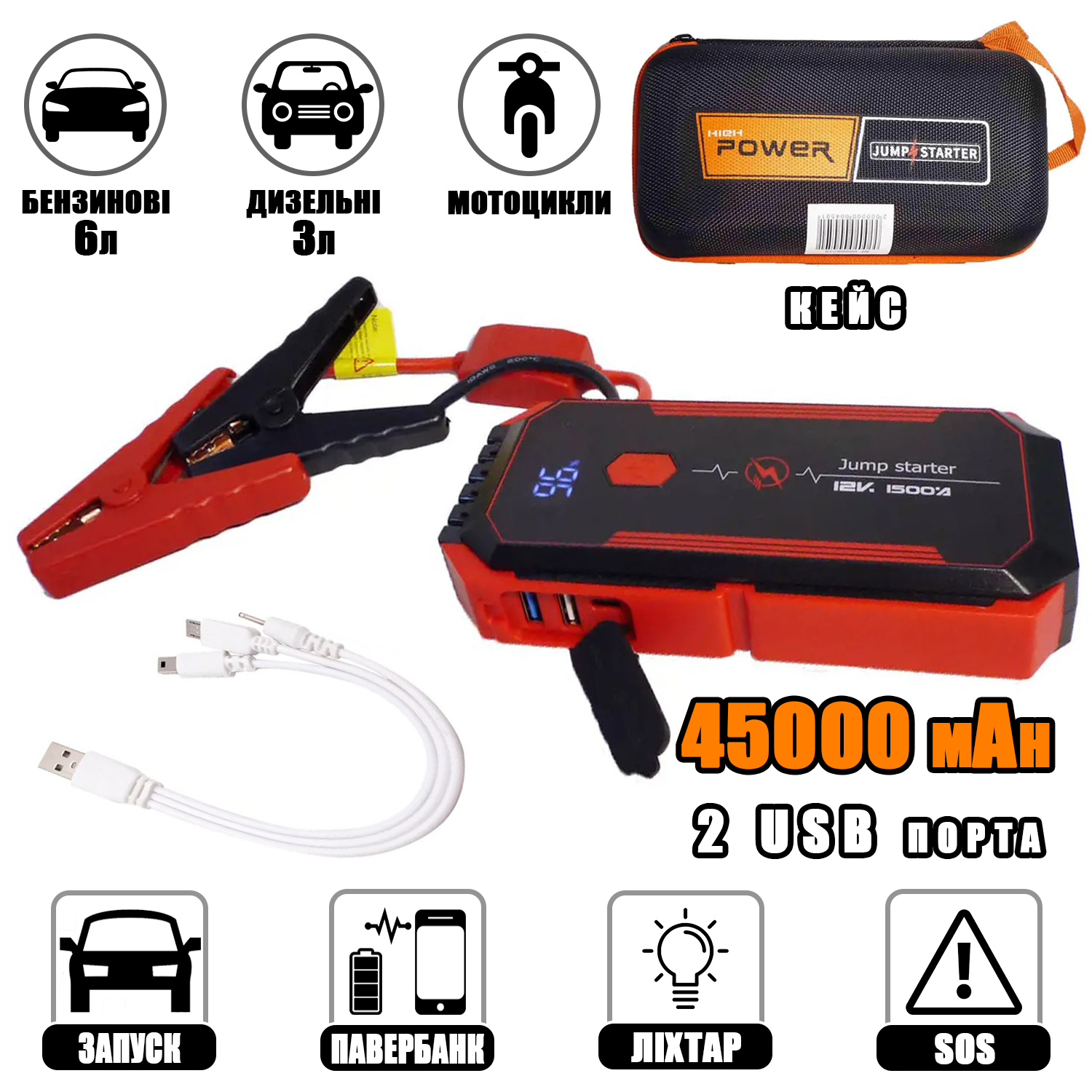 R̲O̲Z̲E̲T̲K̲A̲ | Пускозарядное автомобильное устройство Jumpstarter LCD ...