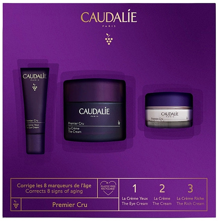 Набор - Caudalie Premier Cru Set 2022 (f/cr/50ml + f/cr/15ml + eye/cr ...